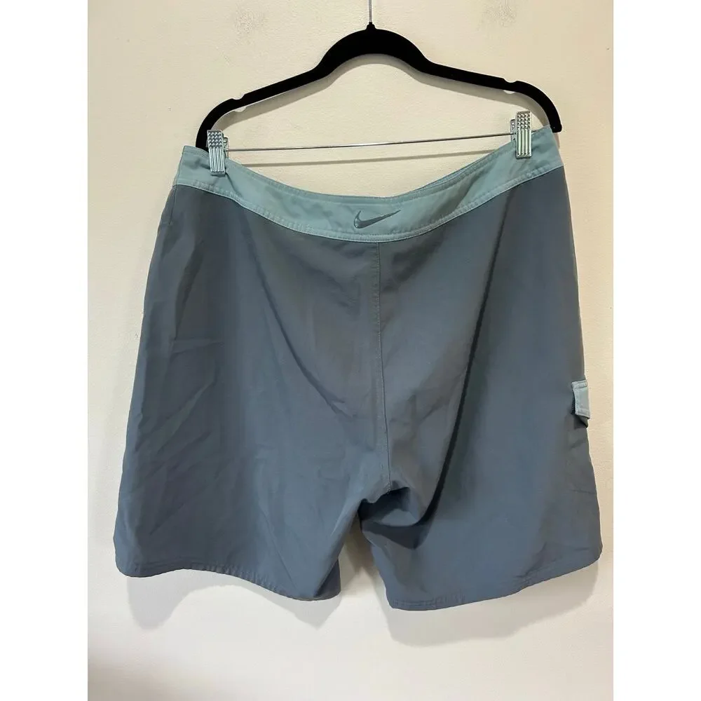 Nike mens shorts size 36 blue green lightweight no liner drawstring pocket